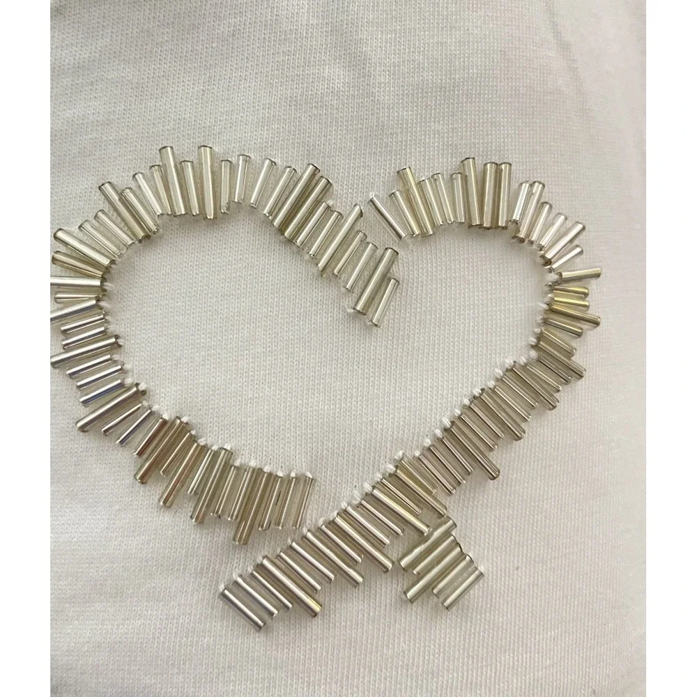 Bailey 44 Heart Rhinestone White Short Sleeve Tee Shirt Top Small Casual Party - Picture 3 of 3